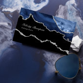 Navy en Silver Agaat Precious Stone QR Code Visitekaartje