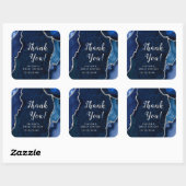Navy en Silver Agaat Sweet Sixteen Dank u Vierkante Sticker (Vel)