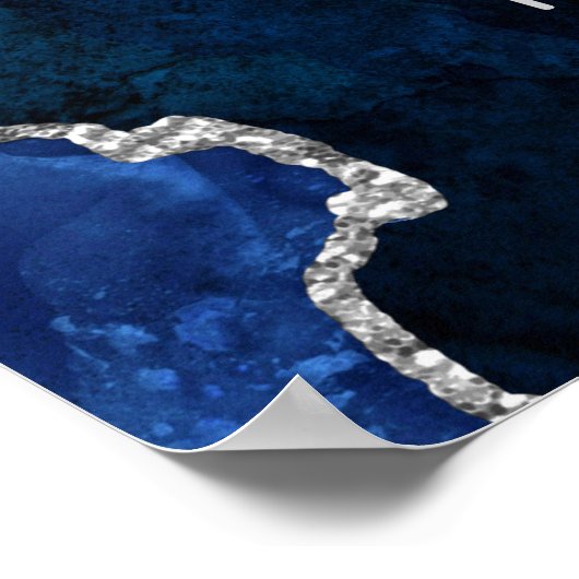 Navy en Silver Agaat Sweet Sixteen Welkom Poster (Hoek)