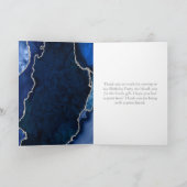 Navy en Silver Agaat Verjaardag Bedankkaart (Binnen)