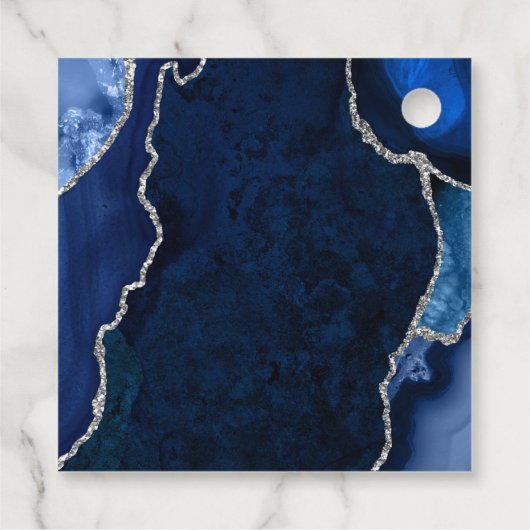 Navy en Silver Agaat Verjaardag Dank u Bedankjes Labels (Achterkant)