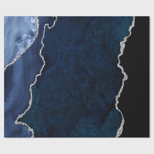 Navy en Silver Agate Cadeaupapier (Vlak)