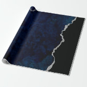 Navy en Silver Agate Cadeaupapier (Uitgerold)