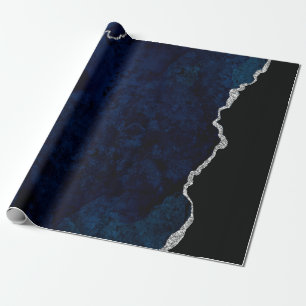 Navy en Silver Agate Cadeaupapier
