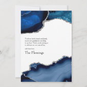 Navy en Silver Agate Wedding Bedankkaart (Achterkant)