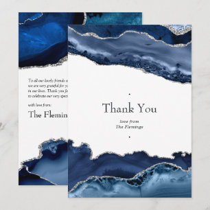 Navy en Silver Agate Wedding Bedankkaart