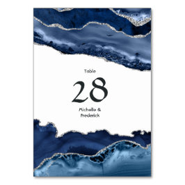 Navy en Silver Agate Wedding Kaart