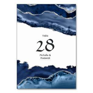 Navy en Silver Agate Wedding Kaart