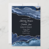 Navy en Silver Agate Wedding Kaart (Voorkant)