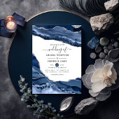 Navy en Silver Agate Wedding Kaart
