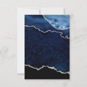 Navy en Silver Agate Wedding RSVP Kaartje (Achterkant)