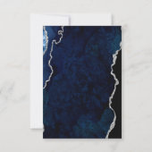 Navy en Silver Agate Wedding RSVP Kaartje (Achterkant)