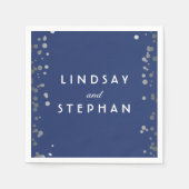 Navy en Silver Confetti Stippen bruiloft Servet (Voorkant)