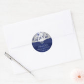 Navy en Silver Floral 1.5" Dank u Sticker (Envelop)