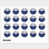 Navy en Silver Floral 1,5" ronde Sticker (Vel)