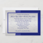 Navy en Silver Floral bruiloft uitnodiging (Achterkant)