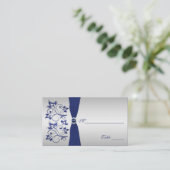 Navy en Silver Floral Plaatskaarten Plaatskaartje (Staand voorkant)