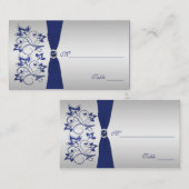 Navy en Silver Floral Plaatskaarten Plaatskaartje (Voorkant / Achterkant)