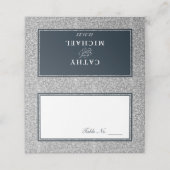 Navy en Silver Glitter gepersonaliseerd Plaatskaartje (Buitenkant ongevouwen)