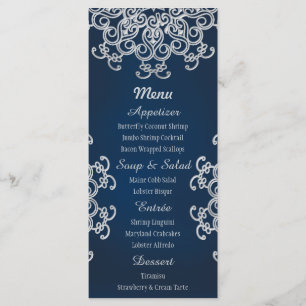 Navy en Silver Indian Style-menkkaarten Menu