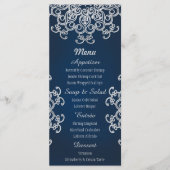 Navy en Silver Indian Style Menu Kaarten (Voorkant)