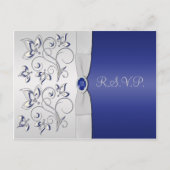 Navy en Silver R.S.V.P. Kaart (Voorkant)