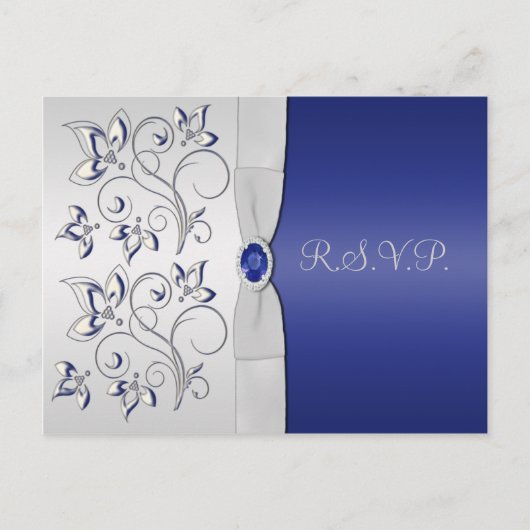 Navy en Silver R.S.V.P. Kaart (Voorkant)
