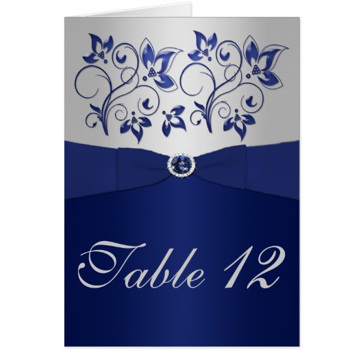 Navy en Silver Tafelnummer Kaart (Voorkant)