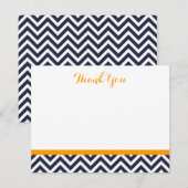 Navy en Sinaasappel Eenvoudige Chevron bedankje Ka Kaart (Voorkant / Achterkant)