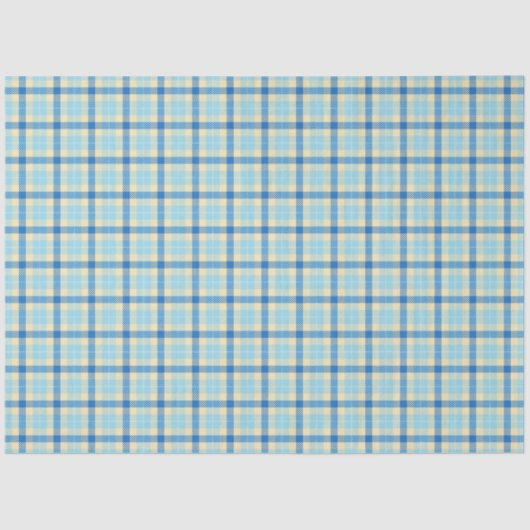 Navy en Sky Blue Tartan Pset Tissuepapier (Voorkant)