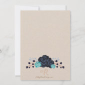 Navy en Turquoise Floral Wedding Invitation Kaart (Achterkant)