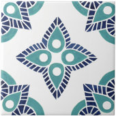 Navy en turquoise geometrische keramische tegel tegeltje