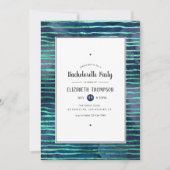 Navy en Turquoise Strepen en Stippen Bachelorette Kaart (Voorkant)