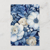 Navy en White Floral bruiloft Gast Details Informatiekaartje (Achterkant)
