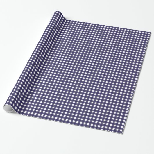 Navy en White Gingham Cadeaupapier (Uitgerold)
