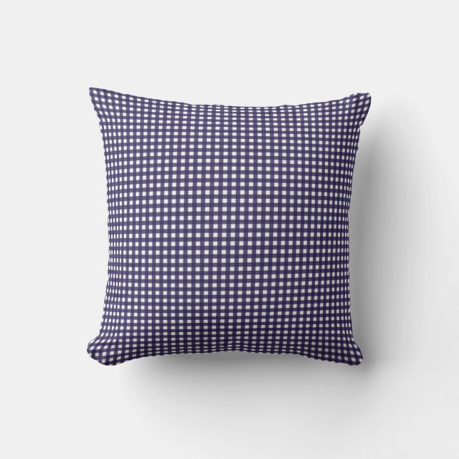 Navy en White Gingham Kussen (Voorkant)
