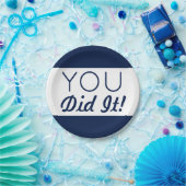 Navy en White Je deed het Afstuderen Papieren Bordje (Feest)