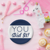 Navy en White Je deed het Afstuderen Papieren Bordje (Feest)