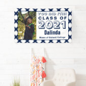Navy en White Je deed het Afstuderen Spandoek (Insitu)