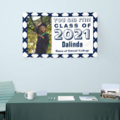 Navy en White Je deed het Afstuderen Spandoek (Beurs)