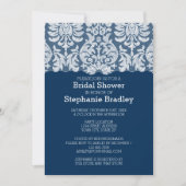 Navy en White Lace Damask Pattern Vrijgezellenfees Kaart (Voorkant)