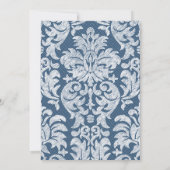Navy en White Lace Damask Pattern Vrijgezellenfees Kaart (Achterkant)