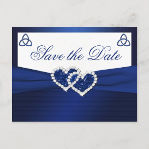 Navy en White Love Knot Save the Date Briefkaart