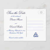 Navy en White Love Knot Save the Date Briefkaart (Achterkant)