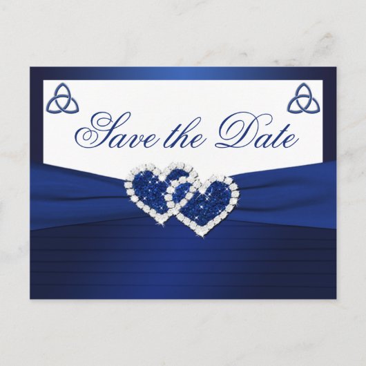 Navy en White Love Knot Save the Date Briefkaart (Voorkant)