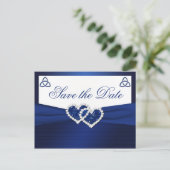 Navy en White Love Knot Save the Date Briefkaart (Staand voorkant)