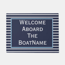 Navy en White met Light Blue Welcome Aboard Boat