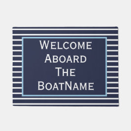 Navy en White met Light Blue Welcome Aboard Boat Deurmat