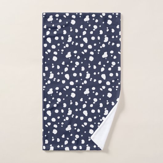 Navy en White Modern Dalmatian Spots Bad Handdoek (Handdoek)