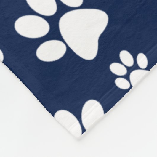 Navy en White Paw Print Deken Voeg hondennaam toe (Hoek)